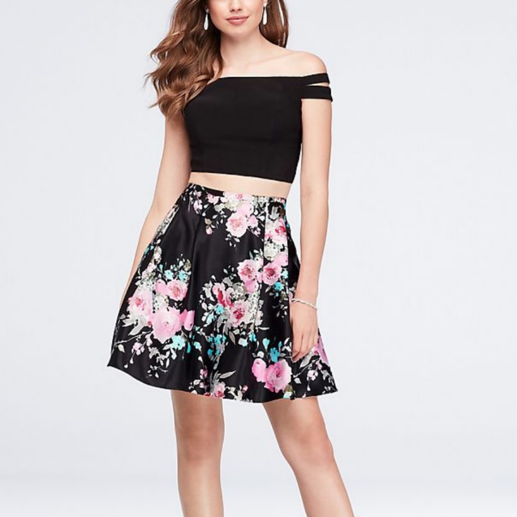 Halter Lace Top With And Printed Charmeuse Set